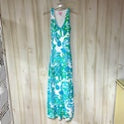 Lilly Pulitzer aster blue and green v neck crochet maxi dress, s XS